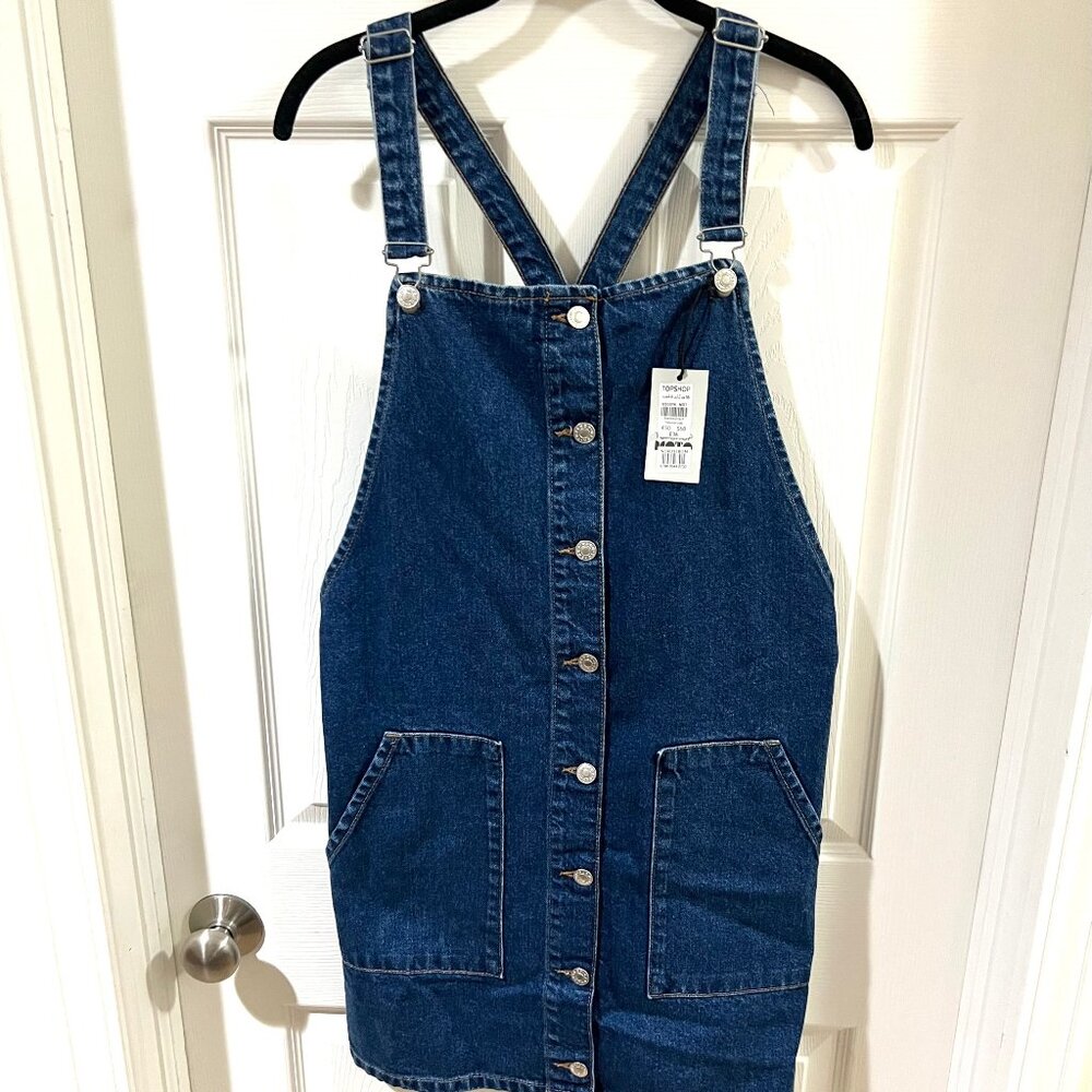 Topshop Moto - Denim Overalls Dress | NEW WITH TAGS (Size 12)